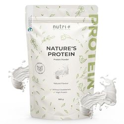 nutri+ Proteine in Polvere Naturali Neutro senza Edulcoranti 500g 83% di Proteina Bibita Sportiva senza Lattosio per Shake o per Cucinare senza Zucchero Vegano