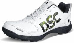 DSC Beamer Professional Cricket Shoes for Men | Toe and Heel Protection | Supersoft and Flexibility | Rubber Outsole | Durability | Lightweight Outsole (Grey/White, Size: EU 44, UK 10, US 11)