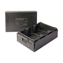 Thermo Future Box®Termobox Ice Cream + 3, transportlåda varmhållningslåda och isoleringslåda med lock, 3 x 6 liter kylbox, termobox av EPP (expanderad polypropen), svart