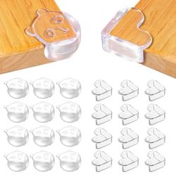 Diboniur Paraspigoli per Bambini, 24 Pezzi Paraspigoli Angolari in Gomma con Supercolla Aggiornata, Para spigoli Trasparenti a Forma di Cuore e Orso, Copri Angoli per Bambini, Para Spigoli per Mobili
