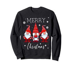Buon Natale Gnome Tre Gnomi Nordici 3 Gnomi Rossi Felpa