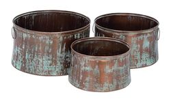 Deco 79 - Set di 3 fioriere in metallo, 50 cm, 40 cm e 30 cm