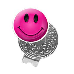 Asbri Golf unisex vuxen rosa smiley keps klämma – silver, N/A