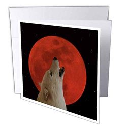 3dRose gc_9167_1 wenskaart "Lunar Wolf", 15,2 x 15,2 cm, 6 stuks