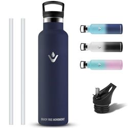 Borraccia Termica, Borraccia 1 litro, Senza BPA, Borraccia con Cannuccia, Senza Perdite, Bottiglia Termica, Borraccia Acciaio Inox, Isolato Sottovuoto, Borracce per Sport, Campeggio, Palestra, Yoga