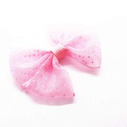 1 Fiocco in organza rosa applique tessuto decorazione fiocchetto già pronto applicazione