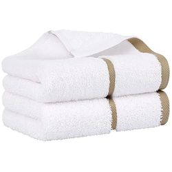 PiccoCasa Set di 2, asciugamani di lusso bianchi da 750 g/m², grandi dimensioni 40,6 x 76,2 cm, asciugamani per il viso in cotone filato ad anello, altamente assorbenti, per casa, hotel, spa, a