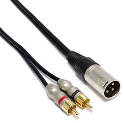 BeMatik - Stereo audiokabel XLR 3-pins mannelijk naar RCA mannelijk 2m