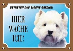 Nobby waarschuwingsbord West Highland Terrier geel 12 x 3,5 cm