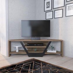 Hanah Home Stijlvolle tv-standaard, walnoot & zwart, 120 x 35 x 36,8 cm, 100% melamine gecoat deelbord, 18 mm dik, modern design voor woonkamer en entertainmentruimtes