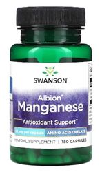 Swanson - Albion® MANGANESE 40 mg | Manganeso Quelado de Albion | Mineral Esencial para la Salud de Tendones y Huesos - 180 Cápsulas