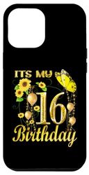 Carcasa para iPhone 14 Plus It's My 16th Birthday 16 Year Old Girl Sunflower Butterfly