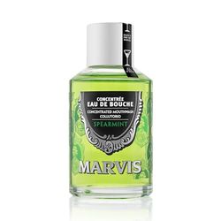 Marvis Bain de bouche concentré à la menthe verte, 120 ml, Bain de bouche sans alcool pour une haleine fraîche, Aide à réduire la plaque dentaire
