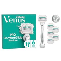 Gillette Venus Rasoio Donna ComfortGlide Sensitive Per Rasoio A 5 Lame, 1 Manico + 6 Lamette Donna