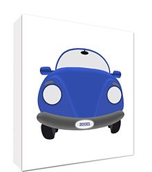 Feel Good Art CAR1010-04R-ES - Tableau décoratif épais solide, motif Voiture, 25 x 25 x 4 cm, bleu/blanc