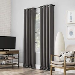 Sun Zero Nordic 2-pack teaterklassad extrem 100% mörkläggning öljett gardinpanel par, 132 cm x 213 cm, grå