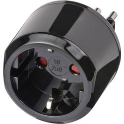 Brennenstuhl Adaptador de tomada de viagem para ligar conector de terra na Itália / tomada italiana ou euro (adaptador tomada para ligar conector à terra na Itália) preto