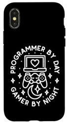 Carcasa para iPhone X/XS Programador por día Gamer By Night Console Gaming Coding Geek