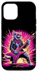 Custodia per iPhone 14 Pro Rock And Roll Graphic Band Tees divertente gatto che suona la chitarra