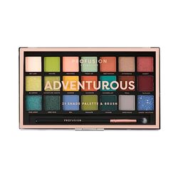 Profusion Cosmetics Adventurous 21 Shade Eyeshadow Palette with Brush, Earth-Toned Pigments, Vegan, Cruelty-Free, Matte and Shimmer Finishes for Creative Looks