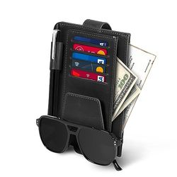 Londo Pare Soleil de Voiture Organisateur en Cuir, Organizer pour Pare Soleil, Étui de Rangement pour Carte de Licence, Bill, Document, Lunettes