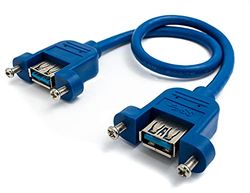 SYSTEM-S USB 3,0 kabel 30 cm typ A hona till hona adapter skruv i blå