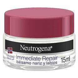 Neutrogena Fórmula Noruega Immediate Repair Bálsamo Nariz y Labios (15 ml), crema hidratante facial de rápida absorción, protector labial y nasal para labios agrietados y nariz reseca con Glicerina