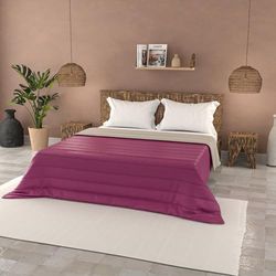 Italian Bed Linen Basic Summer Quilt Plain Microfibre Fuchsia/Light Grey, Double 250 x 240 cm