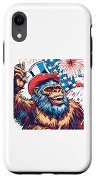 iPhone XR Men Bigfoot Sasquatch Selfie With Firework 4th of july Case