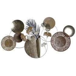 DECORACION PARED METAL 90X8,3X49 CIRCULOS DORADO