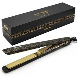 Corioliss C3 | Lisseur Cheveux Professionnel | Fer à Lisser Plaques en Titane | Lisseur Plaque Large | Jusqu'à 235º | Ionic | Leopard Gold