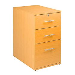 MMT Furniture Designs Ltd Desk Height 3 Drawer Pedestal, manufactured wood laminate, Beech, 42 x 45 x 73 cm