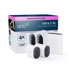 Arlo Ultra 2 XL Outdoor Security Camera, 4K UHD, Wireless CCTV, 12-Month Battery, Colour Night Vision, Weatherproof, Bright Spotlight, 2-Way Audio, 2 Cam Kit, Arlo Secure Trial Included