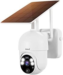 JideTech 1080P Camara Vigilancia WiFi Exterior Solar con Batería 14400mAh, Camaras Seguridad Exterior con Audio Bidireccional, Visión Nocturna en Color, Detección de Movimiento PIR, Panel Solar