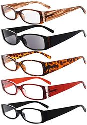 Reading Glasses by Eyekepper: Spring Hinge Plastic Reading Glasses (5 Pack Mix) Includes Sunglass Readers +0.5