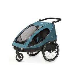 hauck Cykel Trailer Barn 2-sits Dryk Duo - Komplett cykelvagn från 6 månader till 22 kg - Krok ingår, Twin Walk Stol Trunk XL - Vikbar - Ocean Green