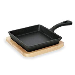 WAS 3538 140 Serie 201 Mini poêle en fonte avec dessous en bois 14 cm x 14 cm x 2,5 cm