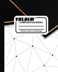 Voldim's wide range of composition notebooks. Wide lined paper, multicolor, 9-3/4 x 7-1/2 Inches, 100 sheets,
