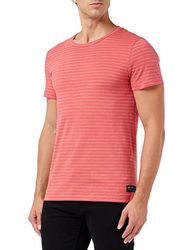 TOM TAILOR Denim Hombre Camiseta de rayas 1033029, 30327 - Red Fine Yd Stripe, S