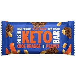 Pulsin - Plant Based Keto Protein Bars - Low Carb - 50g x18-12.7g Protein, 9.3g Fibre, 8.5g Carbs - Gluten, Palm Oil and Dairy Free Snack Bar - Orange Choc Chip