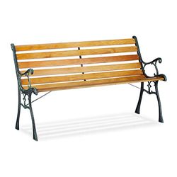 Relaxdays tuinbank, 2-zit, van gietijzer, outdoor, voor balkon & terras, bank HBD 73,5 x 126 x 52,5 cm, natuur