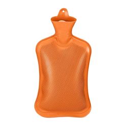 Relaxdays Bouillotte, 2 litres, sans Housse, Enfants & Adultes, Caoutchouc, chaufferette avec Bouchon à Visser, Orange