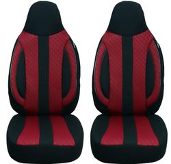 Fundas de Asiento para Coche compatibles con Ford S-MAX 2015 para Conductor y copiloto, Color Negro/Burdeos