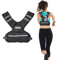 VEVOR Giacca con Pesi Regolabile 9-14,5 kg, Giacca con Pesi 6 Pacchi Pesi in Pellet di Ferro e Striscia Riflettente per Adulti Attrezzatura da Allenamento per Bodybuilding, Corsa, Jogging, Fitness