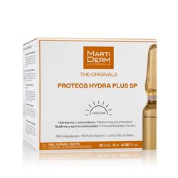 MARTIDERM The Originals Proteos Hydra Plus SP | Ampollas Antiedad Hidratantes y Antioxidantes | con Proteoglicanos y Vitamina C | Protección UVA / UVB | 30 Ampollas x 2ml
