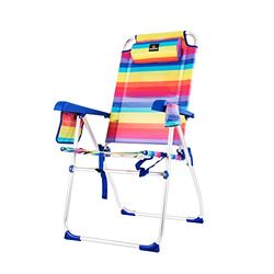 CREVICOSTA QUALITY MARK MARCAS DE CALIDAD Palmera 2081-3. Silla de Playa Plegable con reposabrazos y 8 Posiciones. Portátil por su práctica Bolsa-Mochila (Orgullo)