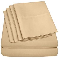Sweet Home Collection Parure de lit 4 pièces en Microfibre brossée Fine 1500 avec Poche Profonde – 1 taie d'oreiller supplémentaire, Excellent Rapport qualité/Prix, lit Simple, Camel