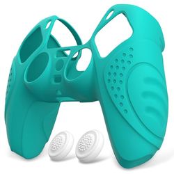 eXtremeRate PlayVital Protection Manette pour ps5 Coque,Housse Silicone avec Capuchon Joystick pour ps5 Controller Accessoire Cover Skin Antidérapante-Vert Clair,Édition Guardian