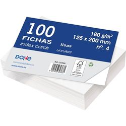 Dohe - Plain Cardstock Sheets (100 pcs.) - Cards for Writing Notes, Size 20 x 12.5 cm, 180 g/m², No. 4, Office Supplies - FSC Mix AEN-COC-000243 - White