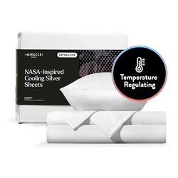 Miracle Made® Extra Luxe COOLIT True Grip - Juego de sábanas bajeras Ajustables, Color Blanco, tamaño Queen, Juego de 4 Piezas, 300 Hilos Lyocell Silver infundido para Pieles sensibles